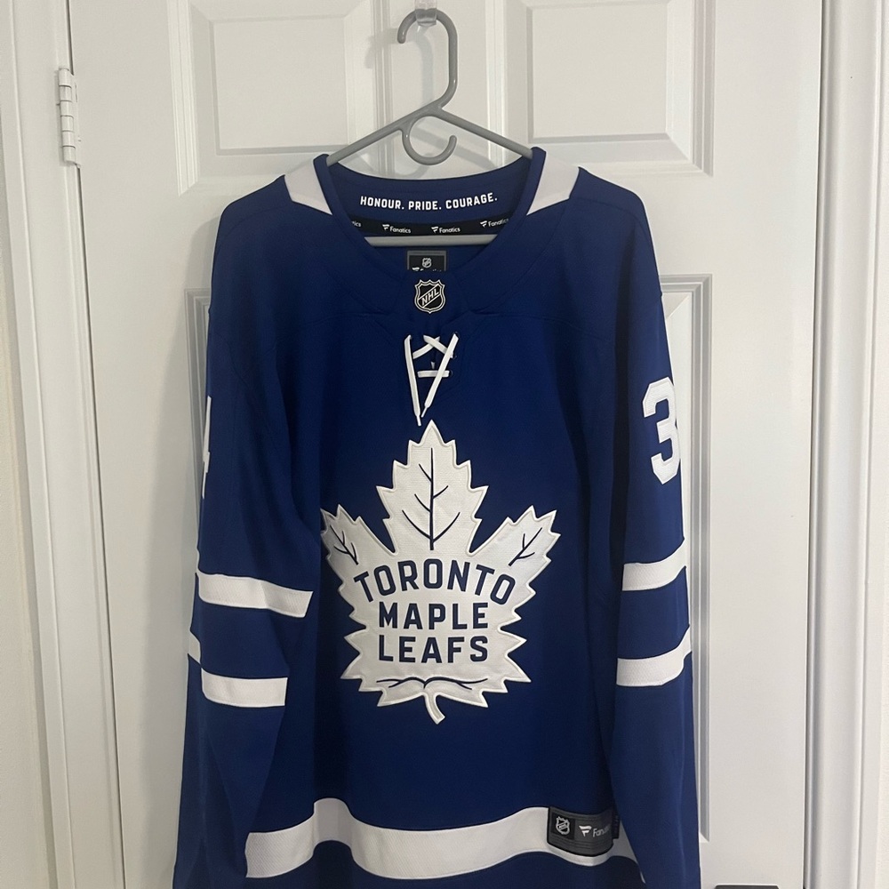 Fanatics Matthew’s Maple Leafs Blue and White Hockey Jersey